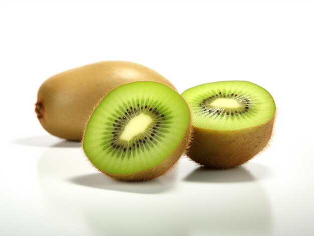 Um kiwi fresco em fundo branco