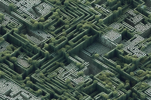 Um labirinto verde é mostrado nesta imagem.