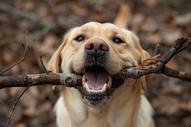 Um labrador retriever com um grande sorriso triunfante generativo ai