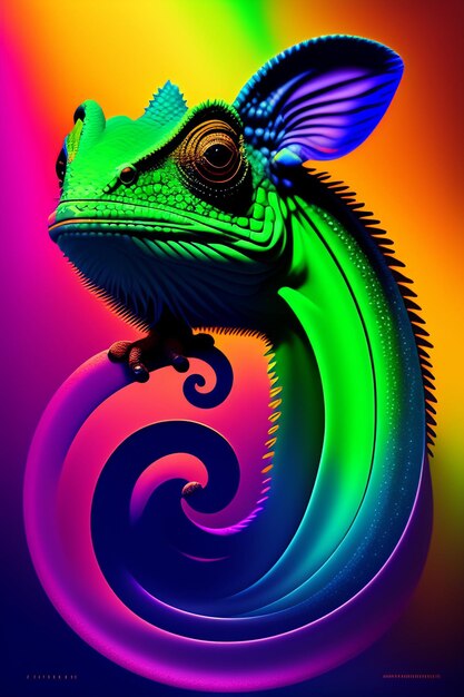 Um lagarto colorido em um fundo colorido