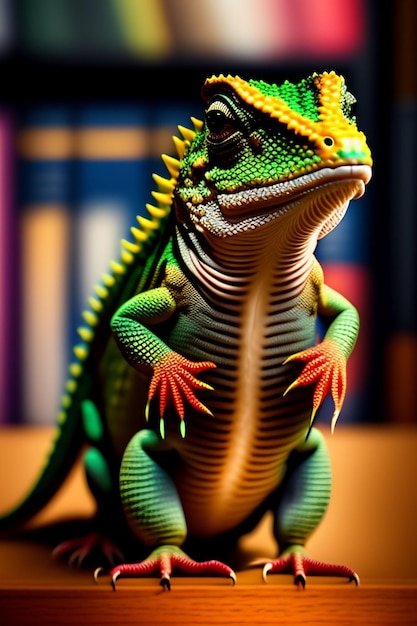 Um lagarto colorido em um fundo colorido