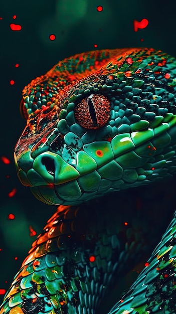 Um lagarto verde com olhos vermelhos