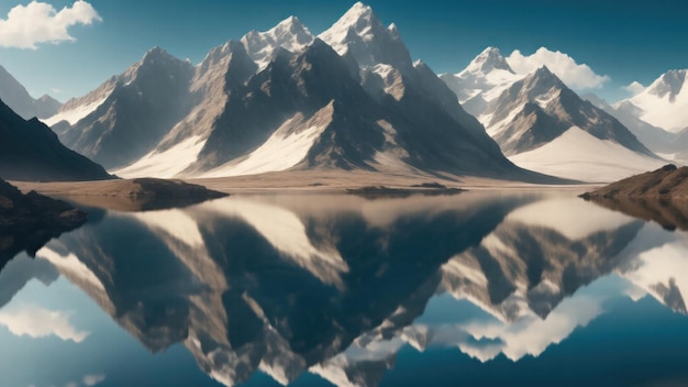 Foto um lago de montanha cristalino refletindo a paisagem circundante