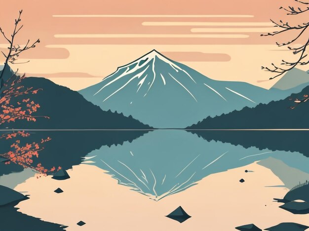 Um lago de montanha tranquilo que reflete a serenidade da natureza