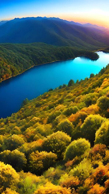 Um lago nas montanhas