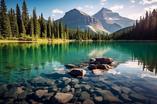 Um lago tranquilo cercado por montanhas saúde mental