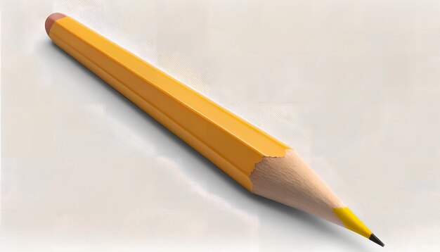 Um lápis amarelo com ponta amarela está sobre uma superfície branca.