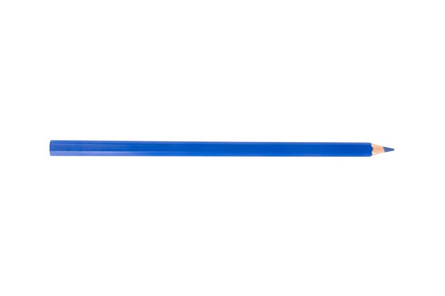 Um lápis de cor azul isolado sobre fundo branco