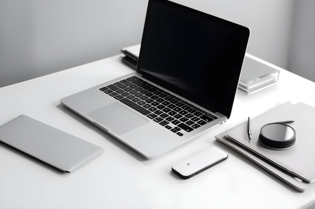 Um laptop com um teclado preto e um par de óculos em uma mesa.