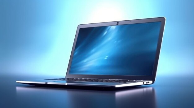 Um laptop com uma tela azul que diz macbook air.