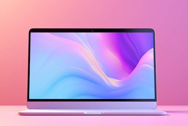 um laptop rosa no estilo vray traçando uhd curvas delicadasuhd coloridas