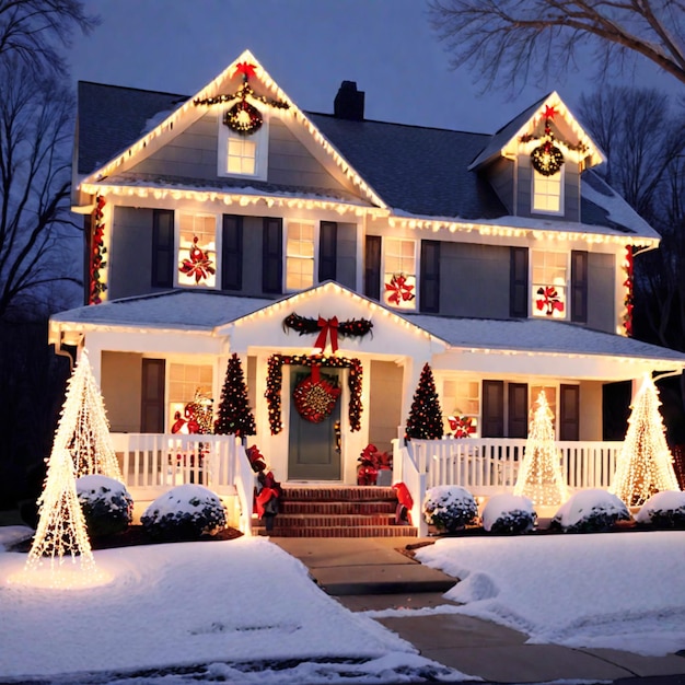 Um lar americano de Natal festivo