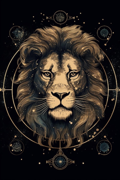 Um leão com uma coroa e a lua nela