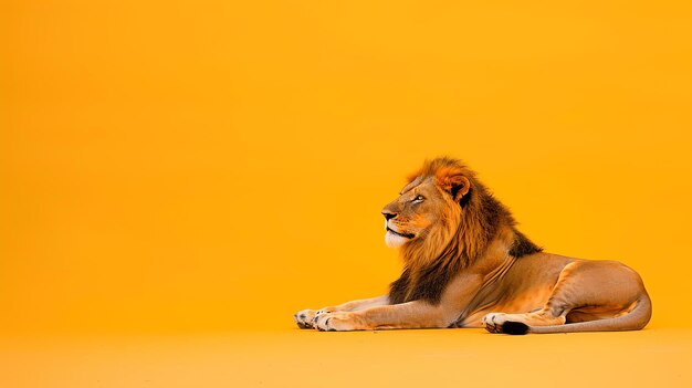 Foto um leão majestoso em plena glória capturado em uma fotografia impressionante