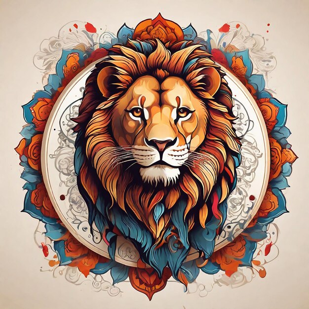 Foto um leão vector maje com mandala