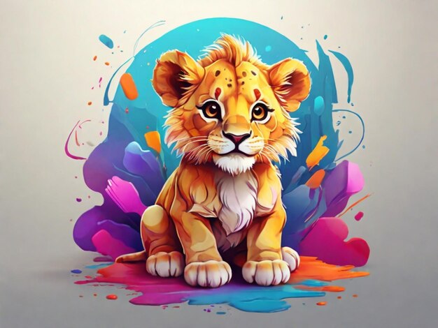 Um leãozinho bonito e colorido.