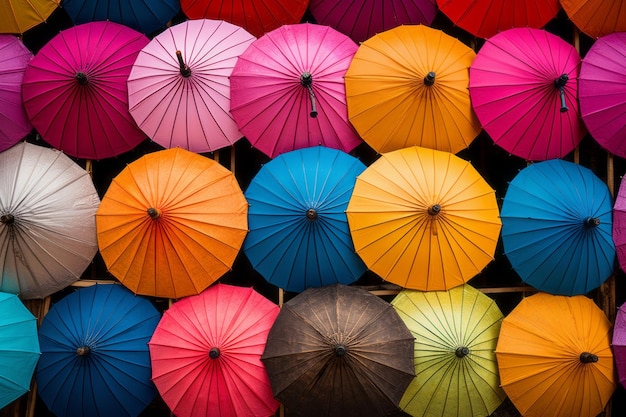 Um lenço de guarda-chuva vibrante é uma delícia colorida no mercado
