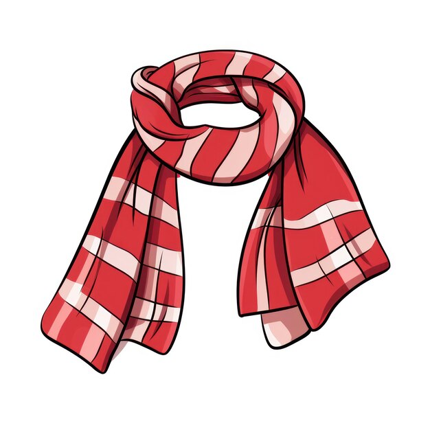 Foto um lenço de inverno vermelho bonito arte de linha simples com cor em fundo branco isolado