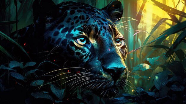 Um leopardo azul na selva
