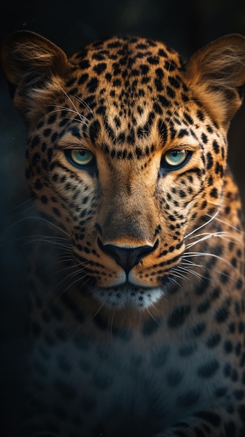 Um leopardo com um fundo preto