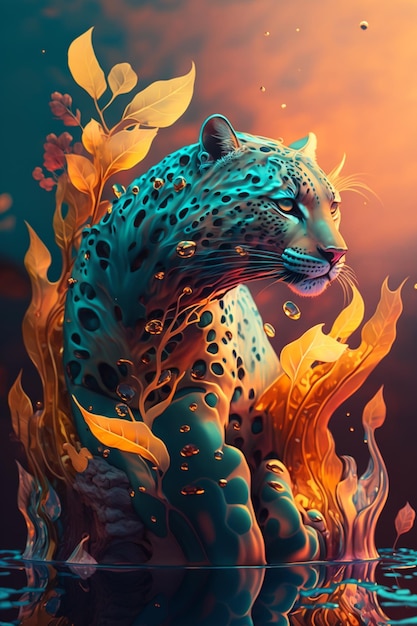 Um leopardo é retratado em uma pintura por pessoa.