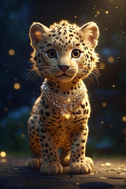 Um leopardo mágico bonito de pé arte digital ai_generado