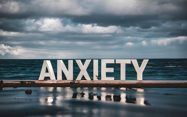 Um letreiro com a palavra " ansiedade " e a palavra " angústia " em cima dele.