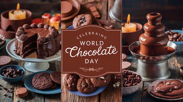 Um letreiro que diz Dia Mundial do Chocolate