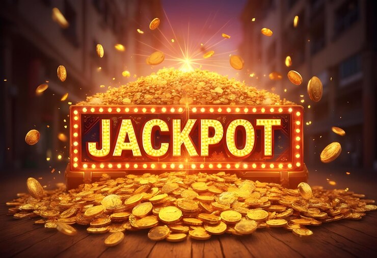 Foto um letreiro que diz " jackpot ".