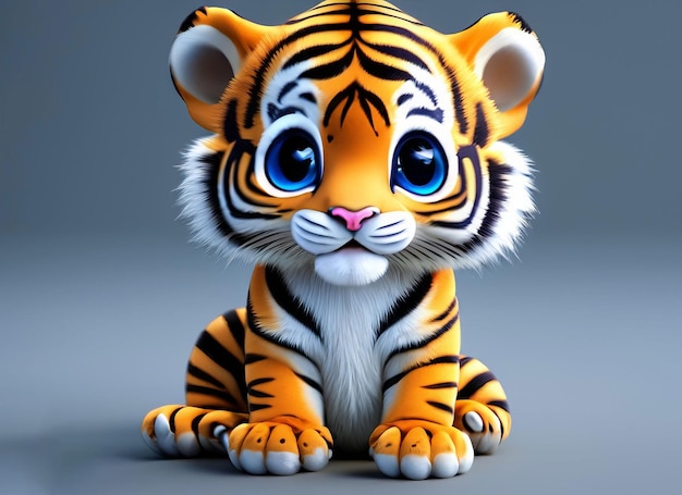 Um lindo bebê tigre 3D