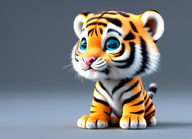 Um lindo bebê tigre 3D