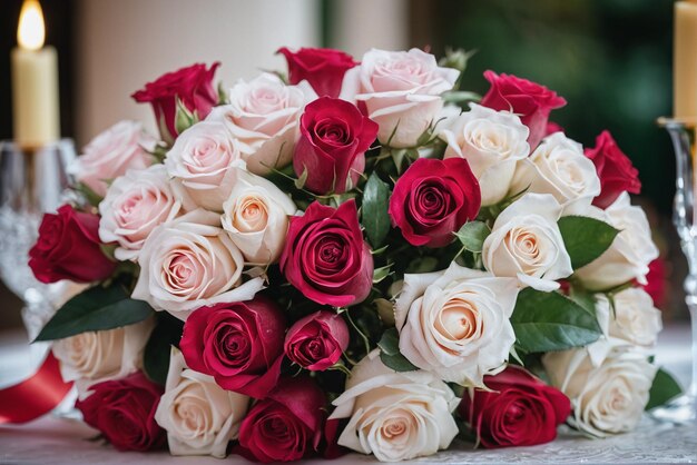 Um lindo buquê de flores de casamento.