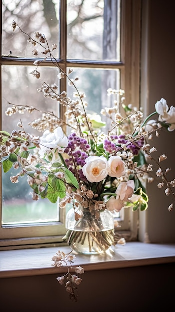 Um lindo buquê de flores em vaso Arranjo floral