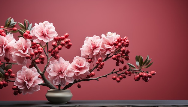 Um lindo buquê de flores rosa traz romance à primavera gerado por inteligência artificial