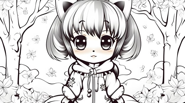 Desenho De Menina Anime Orelhas Gato Fofas Desenhos Animados Bonitos  Pintados à Mão Versão Q Esboço Cor PNG , Desenho De Gato, Desenho De Carro,  Desenho De Desenho Animado Imagem PNG e