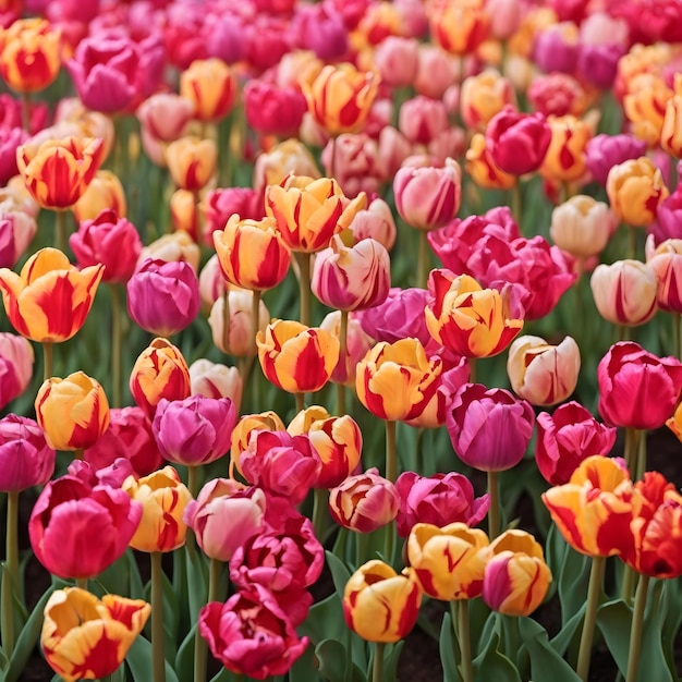 Um lindo fundo de flores coloridas de tulipa