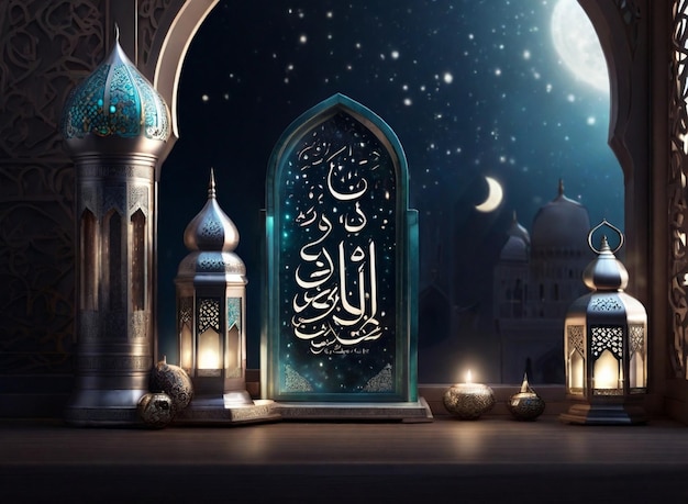 Um lindo fundo islâmico do Ramadã gerado por Ai