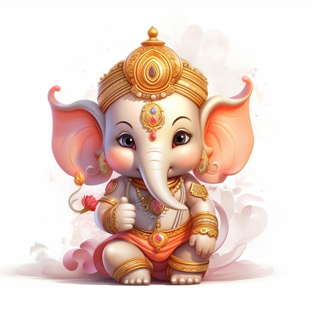 Um lindo Lord Ganpati de fundo branco