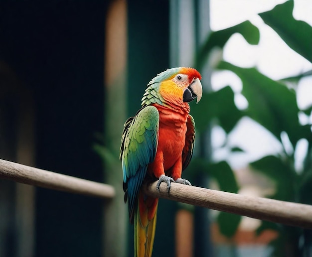 Um lindo papagaio num galho