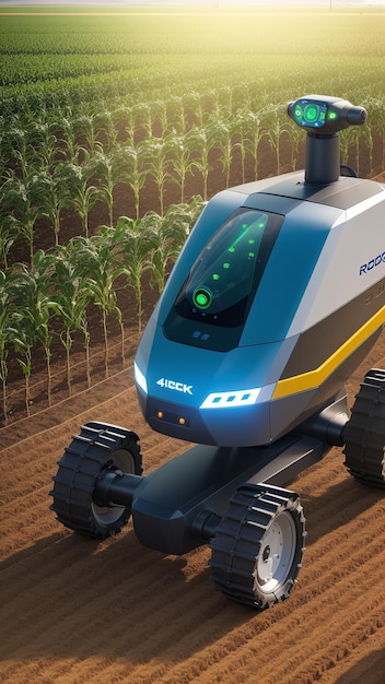 Um lindo trem azul e amarelo em uma pista em um campo AI Generative
