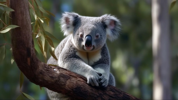 Um lindo urso coala coala no zoológico