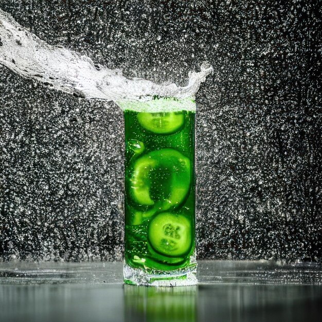 Foto um líquido verde com as palavras 