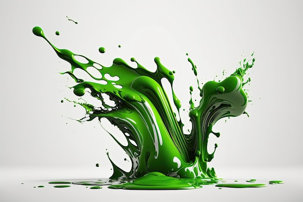 Um líquido verde está caindo no ar.