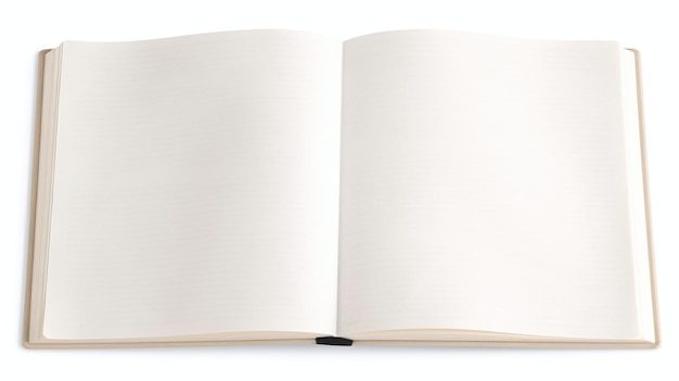 Um livro aberto com uma página em branco no meio.