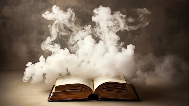 Um livro aberto emitindo fumaça espessa de dentro do Generative Ai