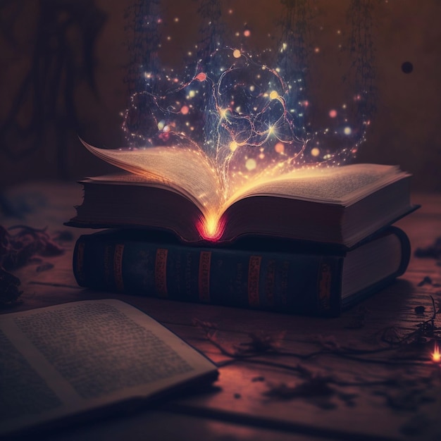 Um livro com um feitiço mágico nele