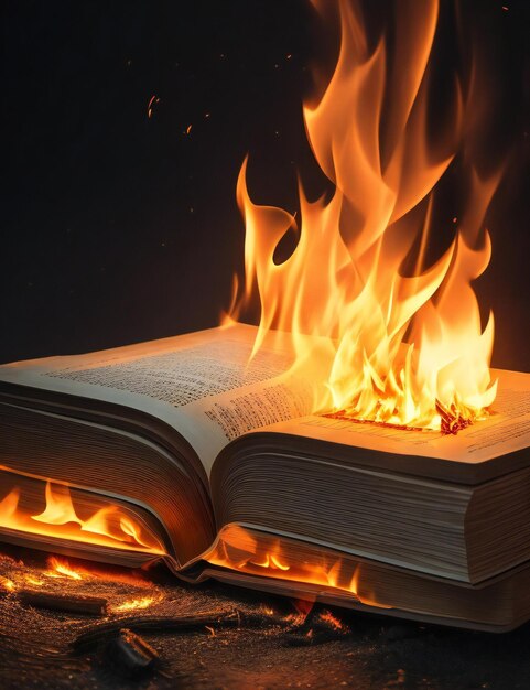 Um livro com um fogo queimando nele ai gerado