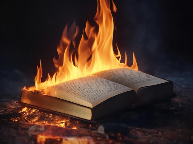 Um livro com um fogo queimando nele é gerado
