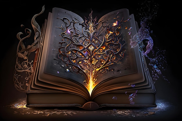 Um livro com uma árvore dentro