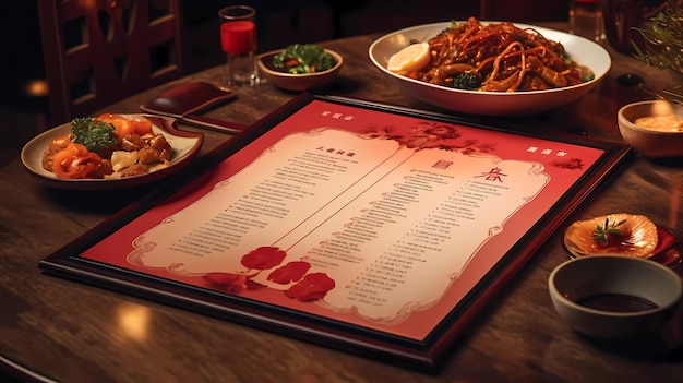 Um livro de menus de restaurantes de comida chinesa